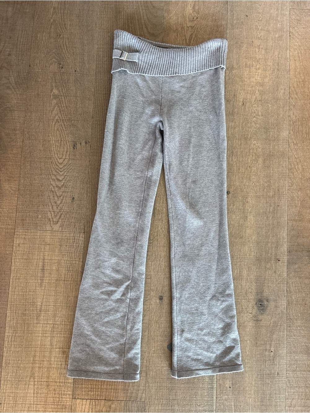 frankie’s bikinis knit long brown fold over pants